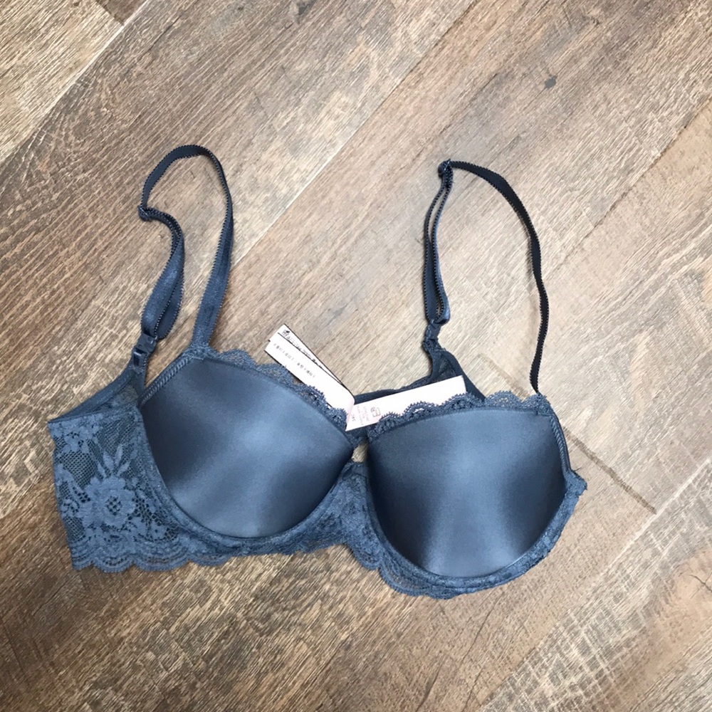 Victoria's Secret Lace Trim Bra - Dark Gray